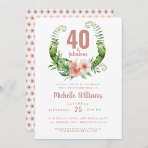 40 and fabulous blush pink 40th birthday invitation