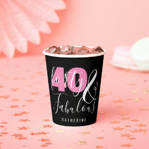 40 And Fabulous Elegant 40th Birthday Custom Paper Cups