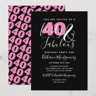40 And Fabulous Elegant 40th Birthday Party Invitation