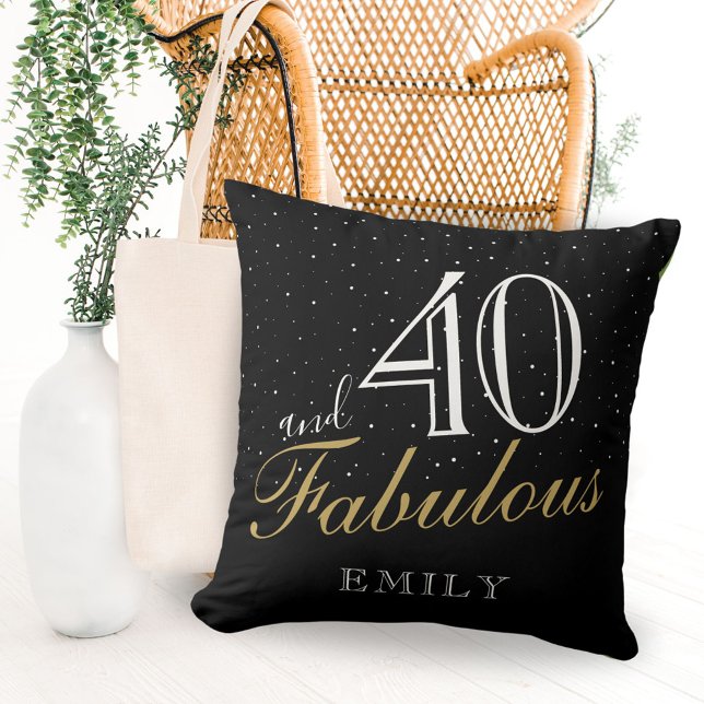 40 and Fabulous Elegant Black 40th Birthday  Cushion (Creator Uploaded)