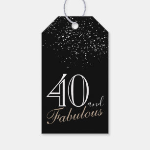 40 and Fabulous Elegant Script Black 40th Birthday Gift Tags