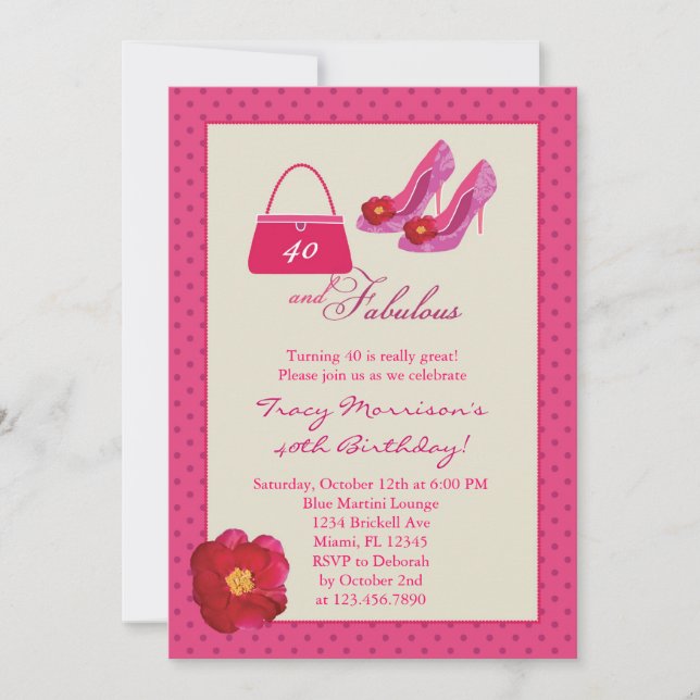 40 and Fabulous Fashion Birthday Invitation (Front)