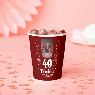 40 and Fabulous Foliage Photo 40th Birthday  Paper Cups