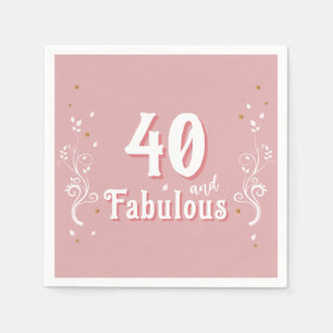 40 and Fabulous Foliage Pink 40th Birthday  Napkin