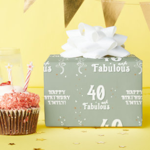 40 and Fabulous Foliage Sage 40th Birthday Wrapping Paper
