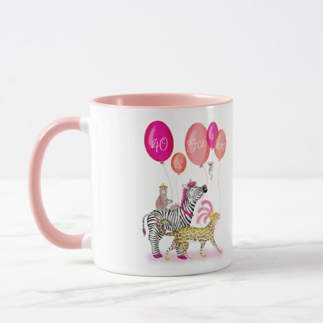 40 and Fabulous glamorous animals birthday mug (Left)