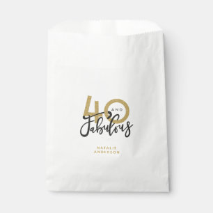 40 and fabulous gold & black birthday party favour bags