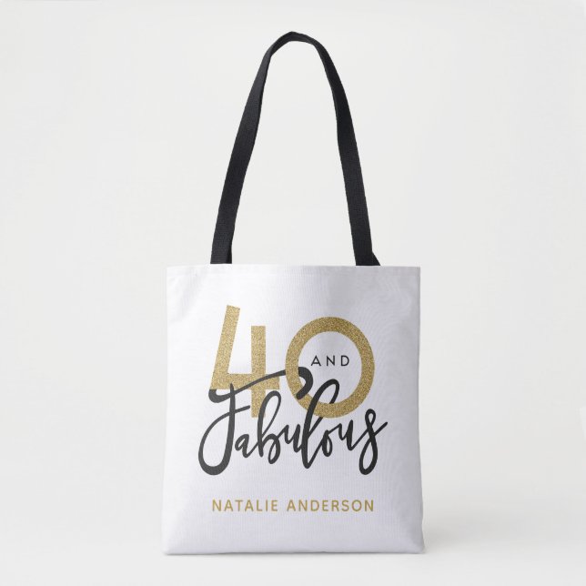 40 and fabulous gold & black birthday party  tote bag (Front)