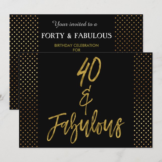 40 and Fabulous Gold Foil Birthday Invitation (Front/Back)