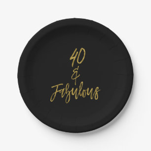 40 and Fabulous Gold Foil Birthday Paper Plate