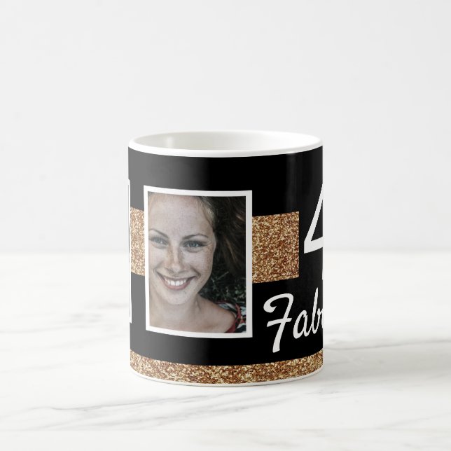 40 and Fabulous Gold Glitter 2 Photo 40th Birthday Coffee Mug (Center)