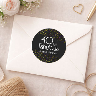 40 and Fabulous Gold Glitter 40th Birthday Classic Round Sticker