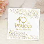 40 and Fabulous Gold Glitter 40th Birthday  Napkin<br><div class="desc">40 and Fabulous Gold Glitter 40th Birthday Party Napkins. Modern and elegant birthday napkins with trendy typography and faux gold glitter dots. The design has a custom name. Make personalised 40th birthday napkins for her.</div>