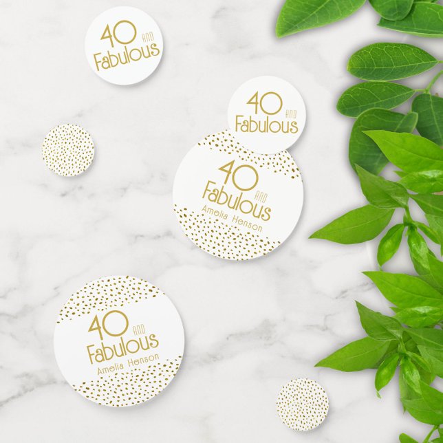 40 and Fabulous Gold Glitter 40th Birthday Party Confetti (Creator Uploaded)