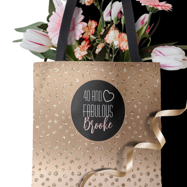 40 and Fabulous Gold Glitter Sparkle Girly 40th  Tote Bag (Creator Uploaded)
