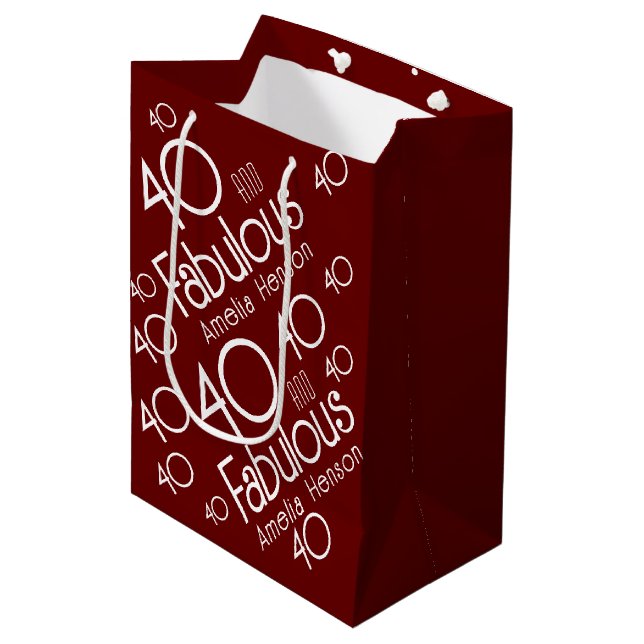 40 and Fabulous Modern 40th Birthday Medium Gift Bag (Front Angled)