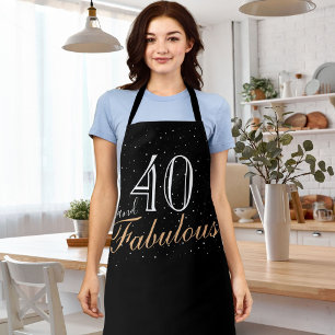 40 and Fabulous Modern Black 40th Birthday Apron