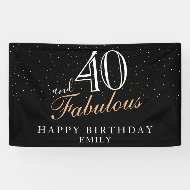40 and Fabulous Modern Black 40th Birthday Banner (Horizontal)