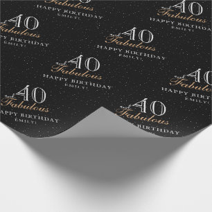 40 and Fabulous Modern Black 40th Birthday Wrapping Paper