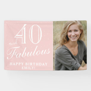 40 and Fabulous Modern Pink 40th Birthday Photo Banner