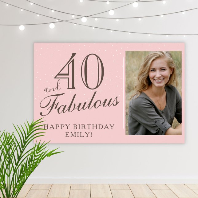40 and Fabulous Modern Pink 40th Birthday Photo Poster (Creator Uploaded)