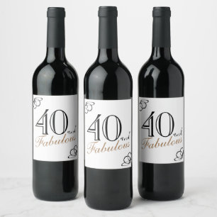 40 and Fabulous Modern Women 40th Birthday Wine Label