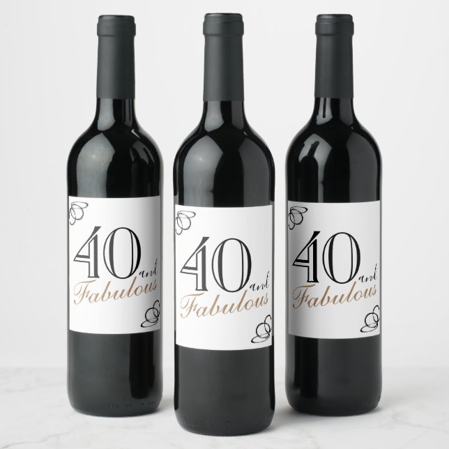 40 and Fabulous Modern Women 40th Birthday Wine Label (Bottles)
