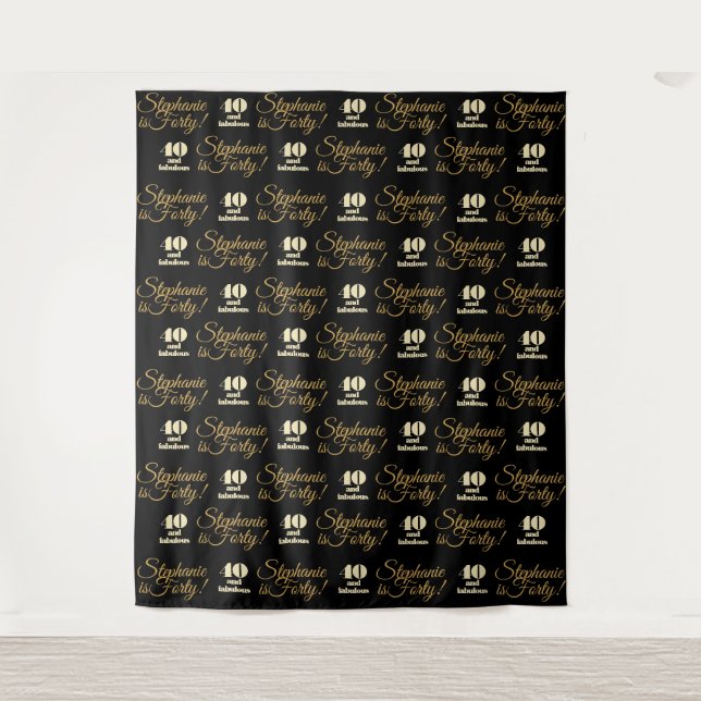 40 and Fabulous Party Backdrop Step and Repeat Tapestry (Front)