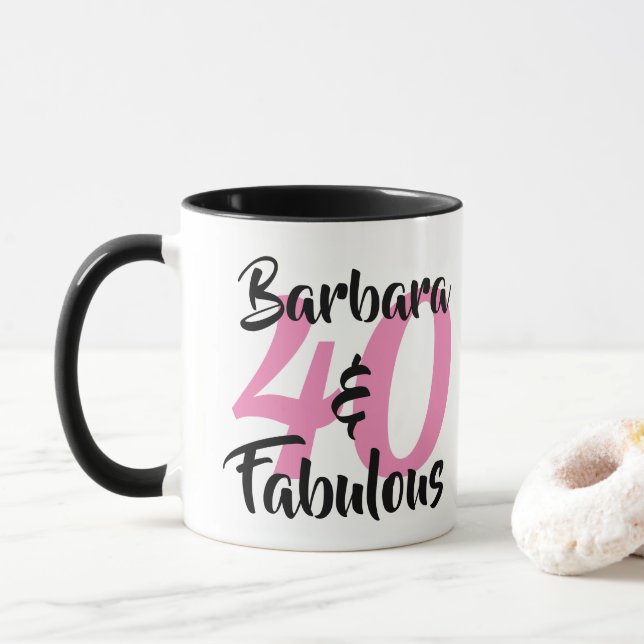 40 and Fabulous Personalised Birthday Party Mug (With Donut)