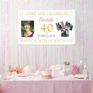 40 and Fabulous Photo Collage 40th Birthday Banner