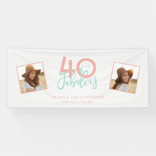 40 and fabulous pink and mint girly birthday banne banner