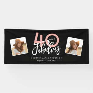 40 and fabulous pink and mint girly birthday banner