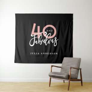 40 and fabulous pink and mint girly birthday tapestry