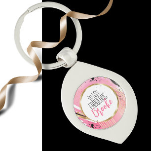 40 and Fabulous Pink Black Elegant Sophisticated Key Ring