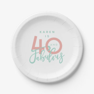 40 and fabulous pink girly birthday party paper plate