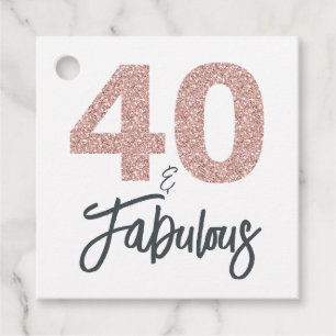 40 and Fabulous Pink Glitter Birthday Party Favour Tags