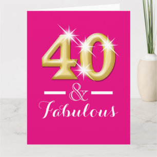 40 and fabulous pink gold birthday card