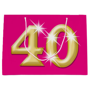 40 and fabulous pink gold birthday large gift bag