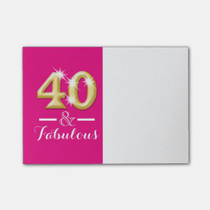 40 and fabulous pink gold birthday post-it notes