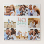40 and fabulous pink photo birthday jigsaw puzzle<br><div class="desc">Celebrate your 40th birthday in style with these pink and mint 40th birthday design. A modern design with script text and bold graphics. Change the colour to customise. Part of a collection.</div>