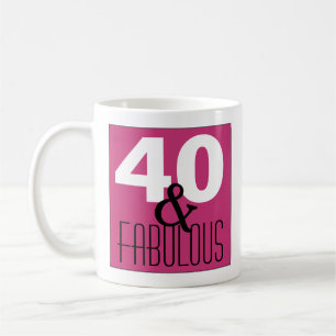 40 and Fabulous purple black white Birthday party Coffee Mug