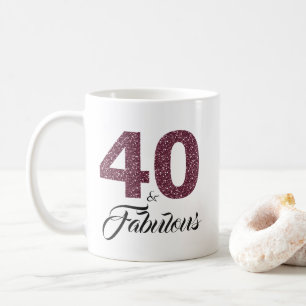 40 and Fabulous Purple Glitter 40th Birthday Coffee Mug