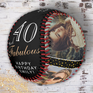 40 and Fabulous Quote Black 3 Photo 40th Birthday Softball