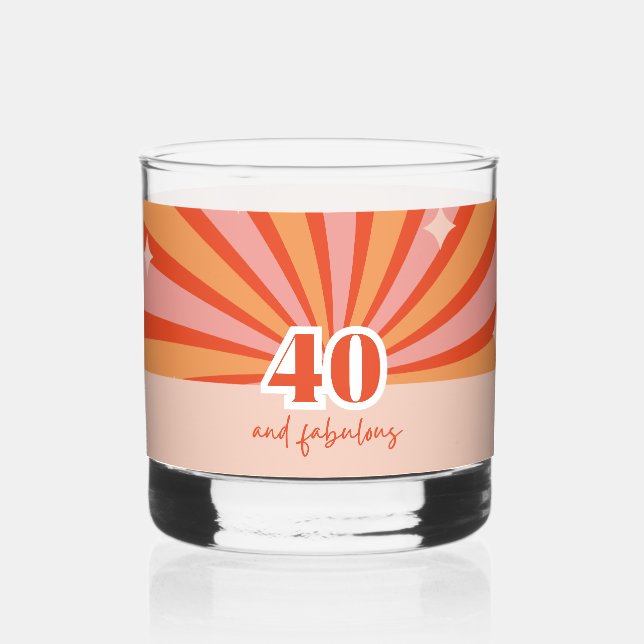 "40 and fabulous", retro birthday gift  whiskey glass (Front)