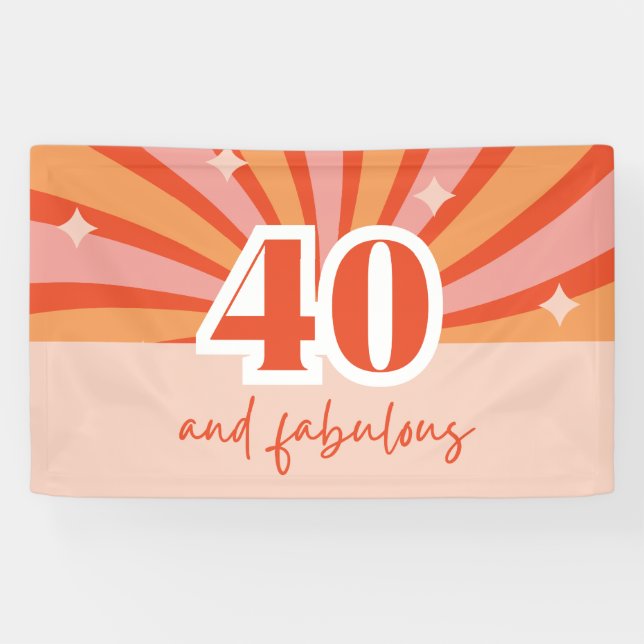 40 and fabulous, retro birthday party banner (Horizontal)