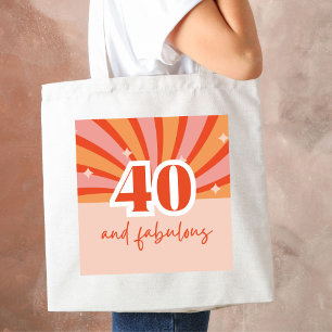 40 and fabulous retro bright peach tote bag