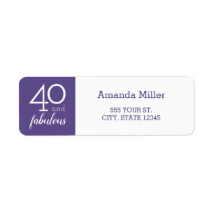40 and Fabulous Violet and White Address Labels