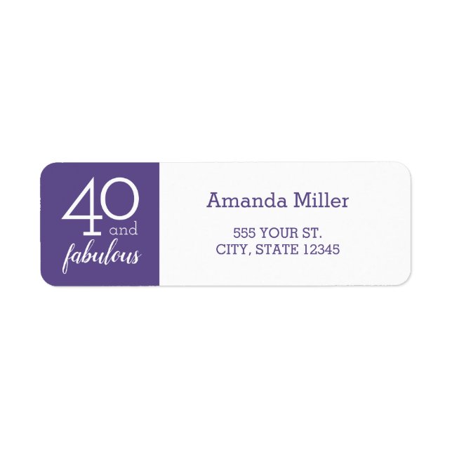 40 and Fabulous Violet and White Address Labels (Front)