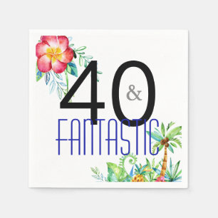 40 and Fantastic Tropical 40th Birthday Party Napkin