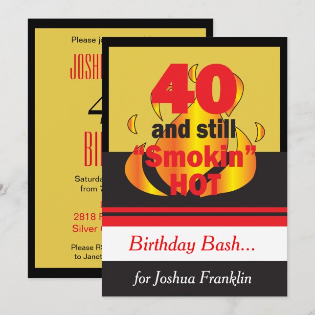 40 and Still Smokin Hot | 40th Birthday Invitation (Front/Back)